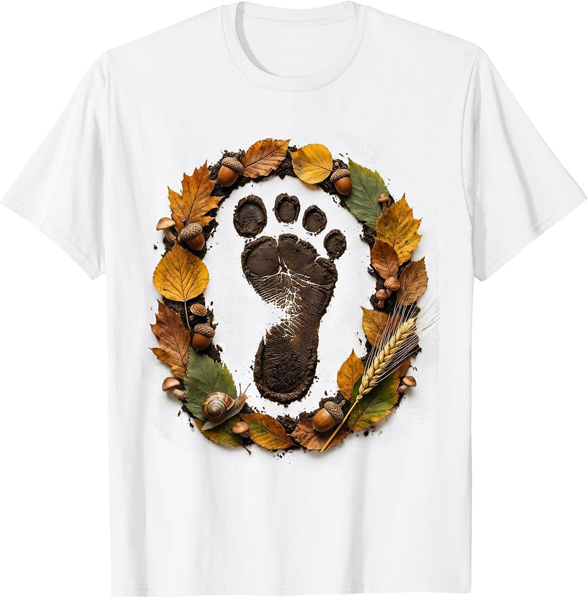 Men's Thanksgiving Turkey Footprint Mud Stamp Design T-Shirt - White
