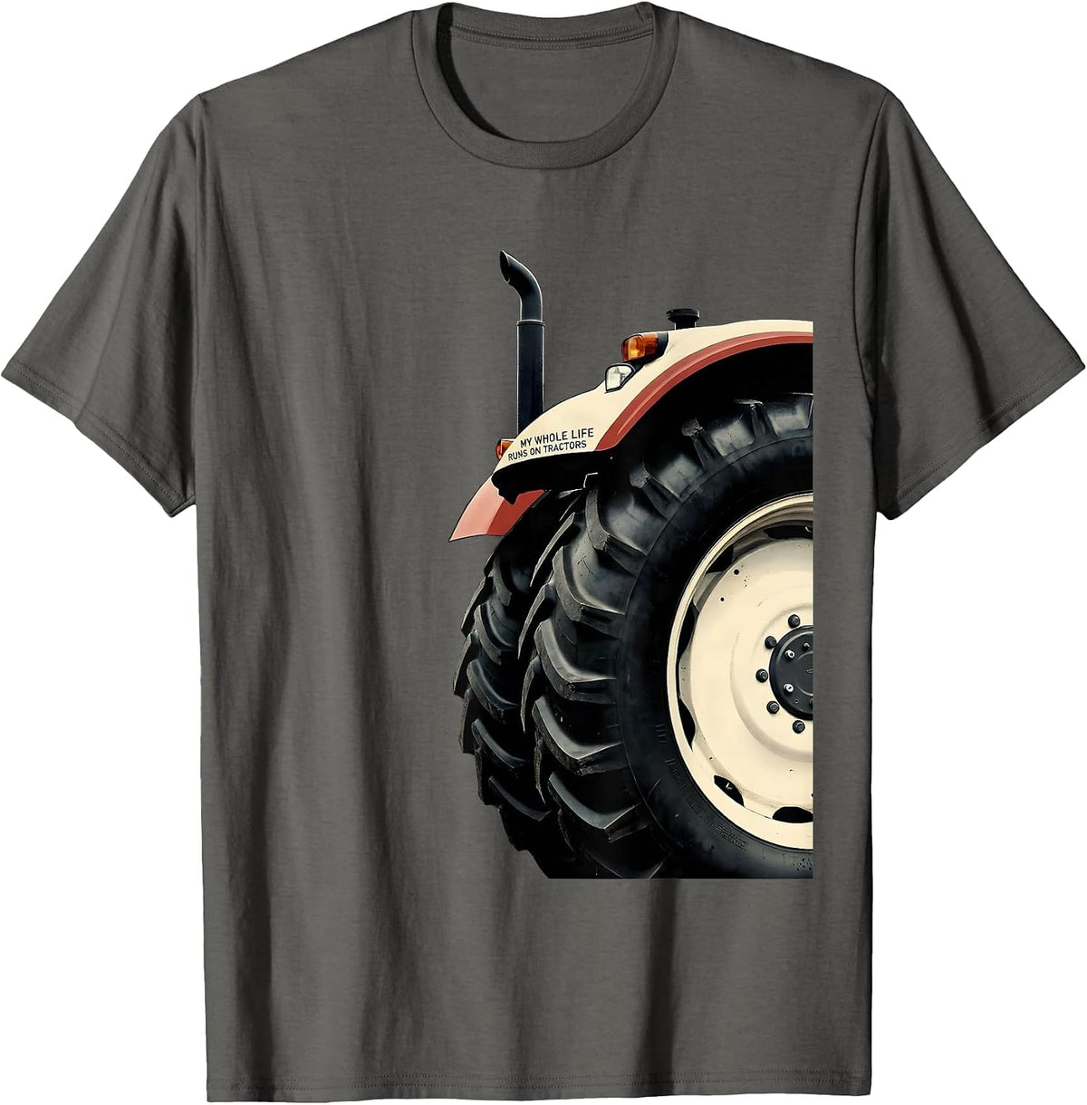 Men's My Whole Life Runs On Tractors Funny Farm Dad Tractor Lover T-Shirt - Asphalt Grey