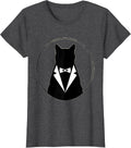 Women's Dapper Cat in Tuxedo Illustration T-Shirt - Dark Heather Grey