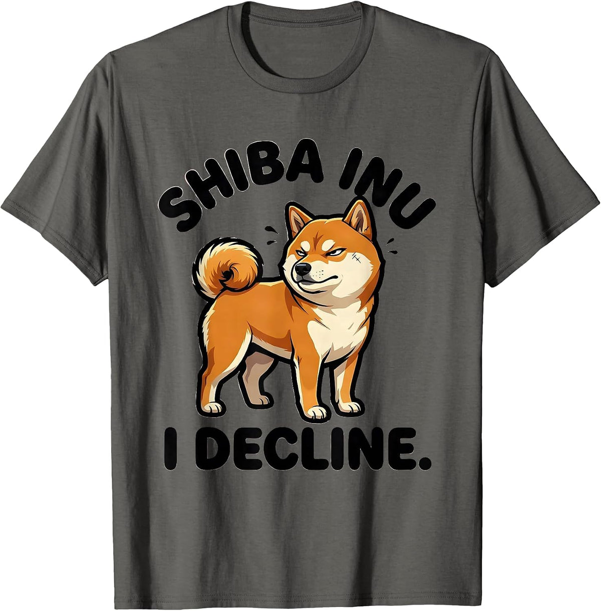 Men's Shiba Inu I Decline Funny Kawaii Dog Lover Anime Gift T-Shirt - Asphalt Grey