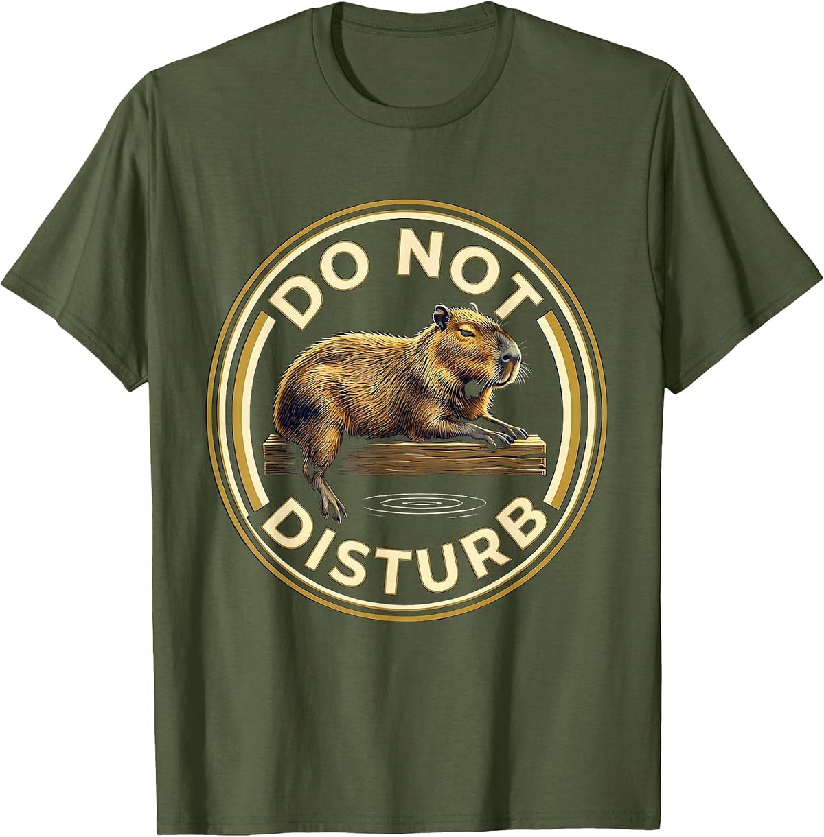 Men's Do Not Disturb Bold Capybara Meme Humor Animal Lover T-Shirt - Olive Green