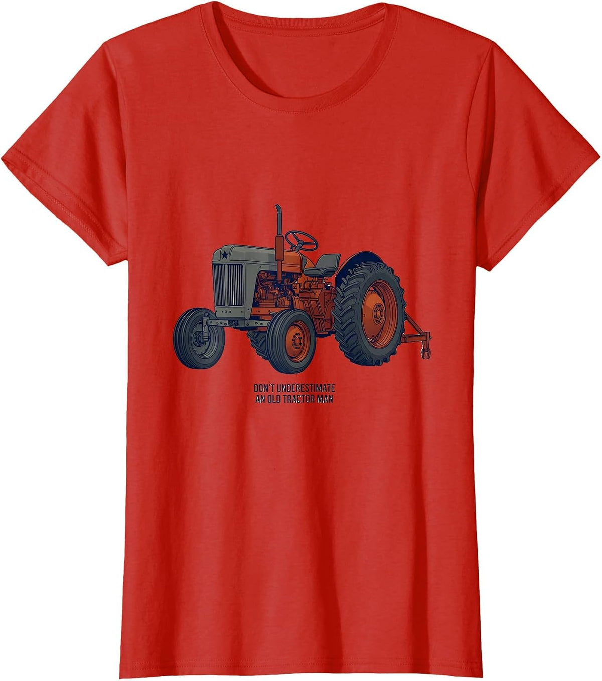 Women's Don't Underestimate An Old Tractor Man Vintage Farm Tractor T-Shirt - Red