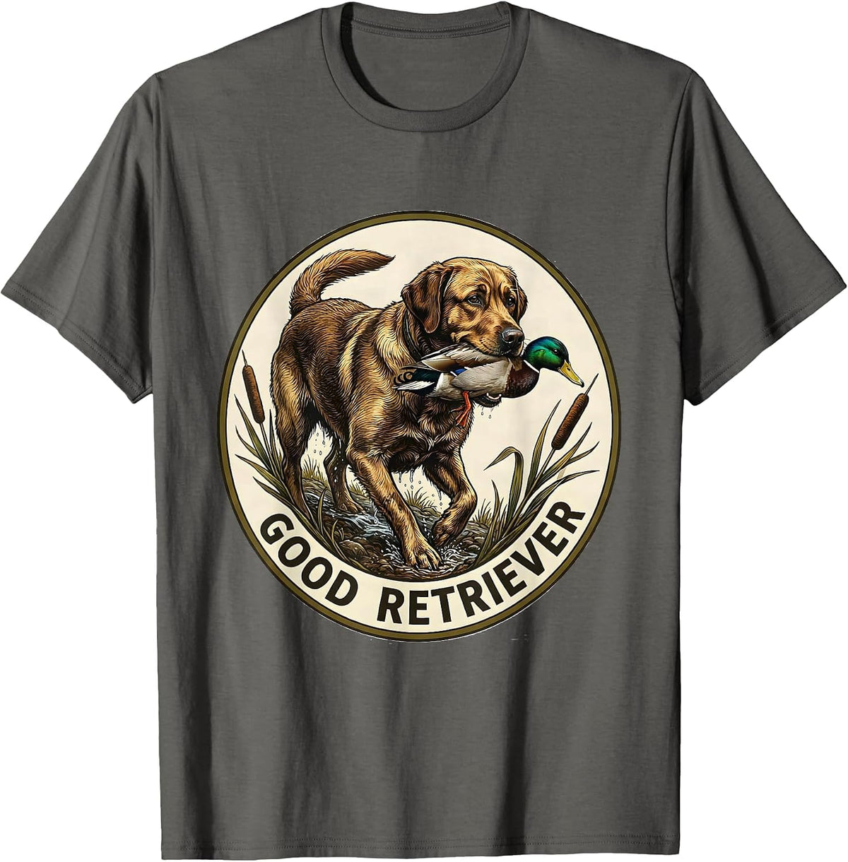 Good Retriever Vintage Labrador Duck Hunting Local Boy T-Shirt - Asphalt Grey
