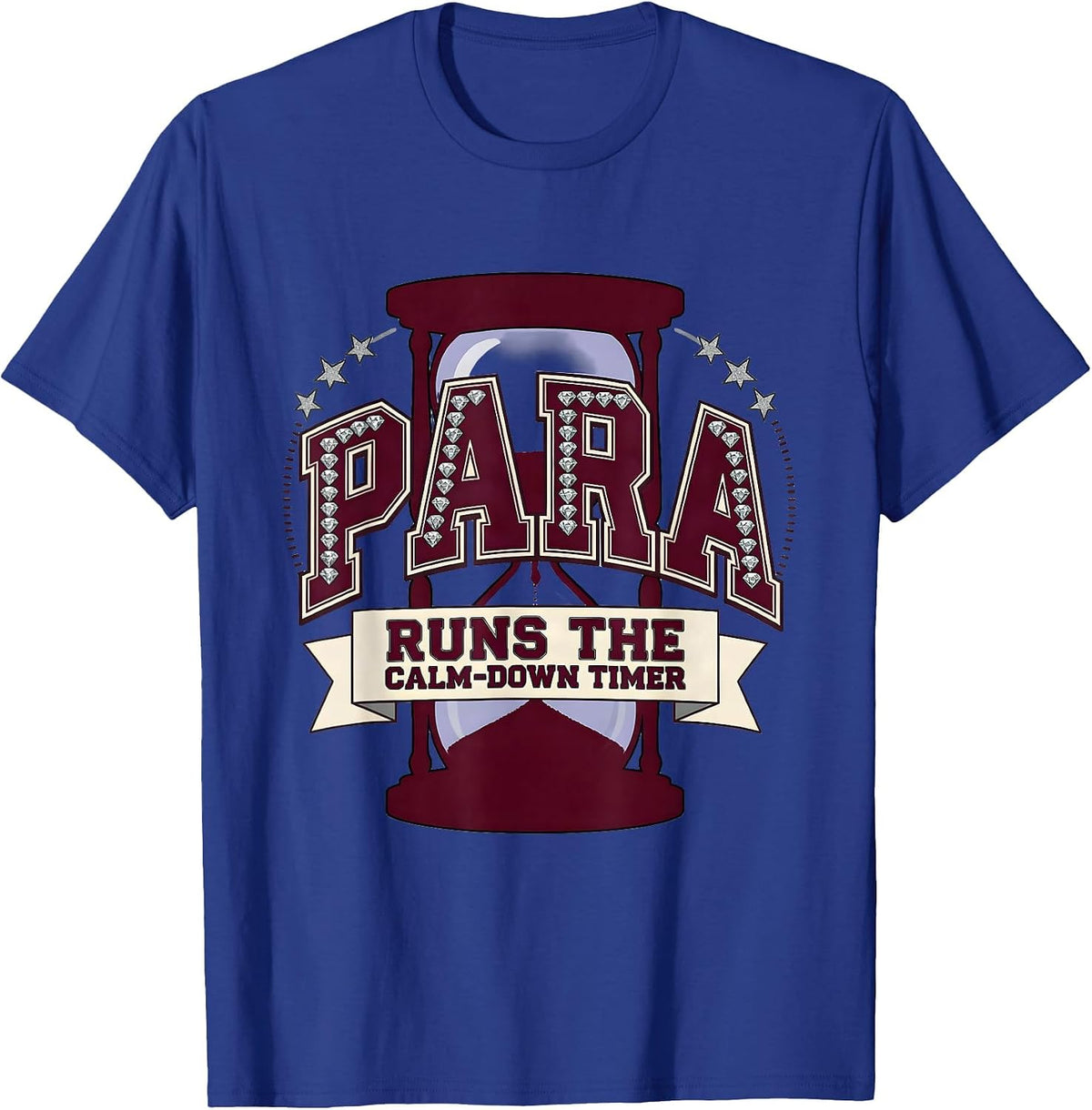 PARA Runs The Calm-Down Timer Paraprofessional Back T-Shirt - Royal Blue
