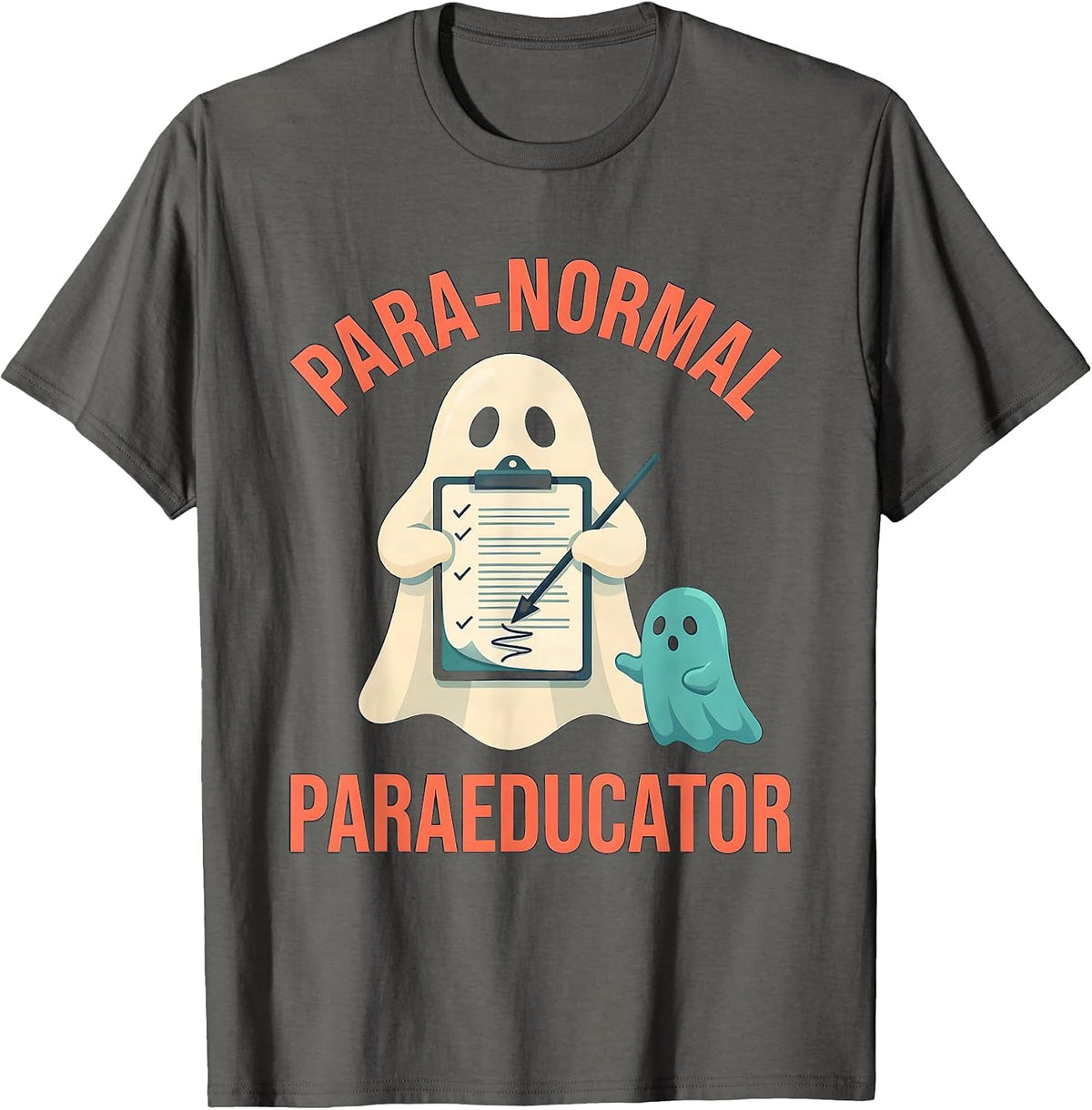 Men's Para-Normal Paraeducator Ghost Sped Teacher Halloween T-Shirt - Asphalt Grey