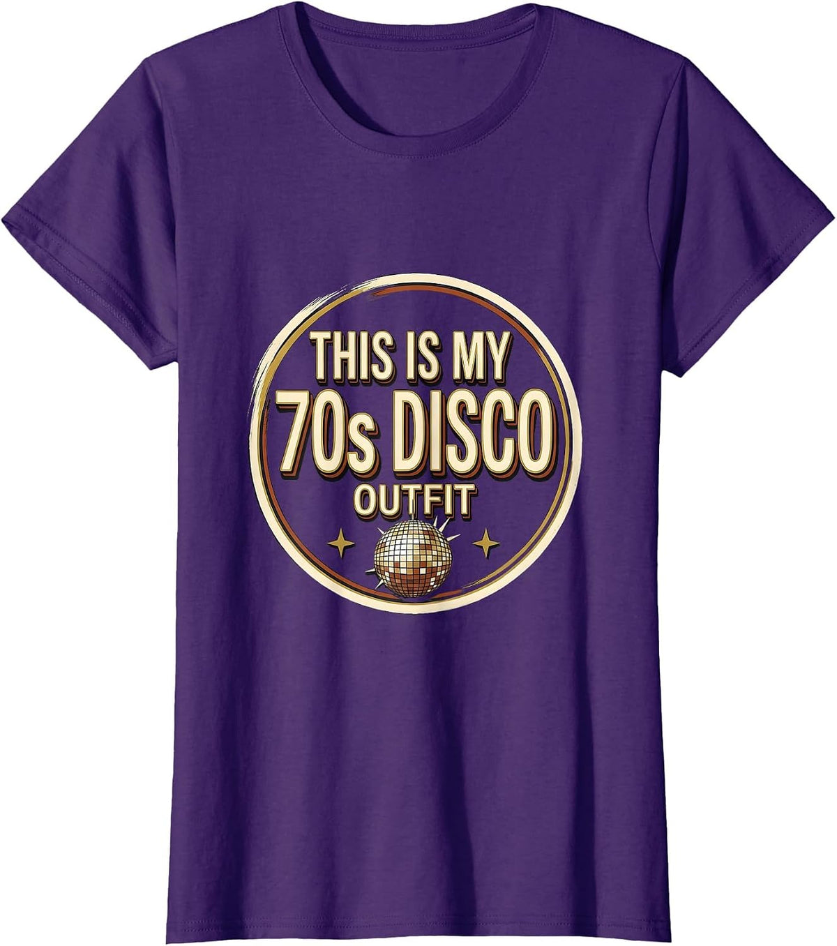 Women's This Is My 70s Disco Outfit Retro Party Costume Funny Disco T-Shirt - Purple