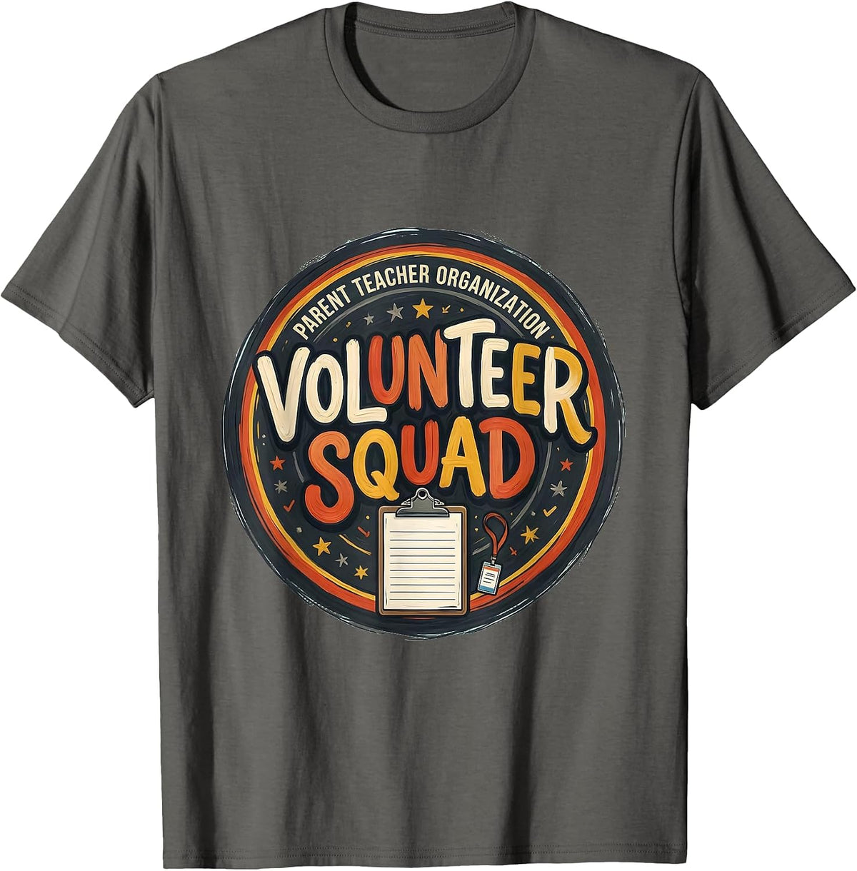 Men's Parent Teacher Organization Volunteer Squad Retro T-Shirt - Asphalt Grey