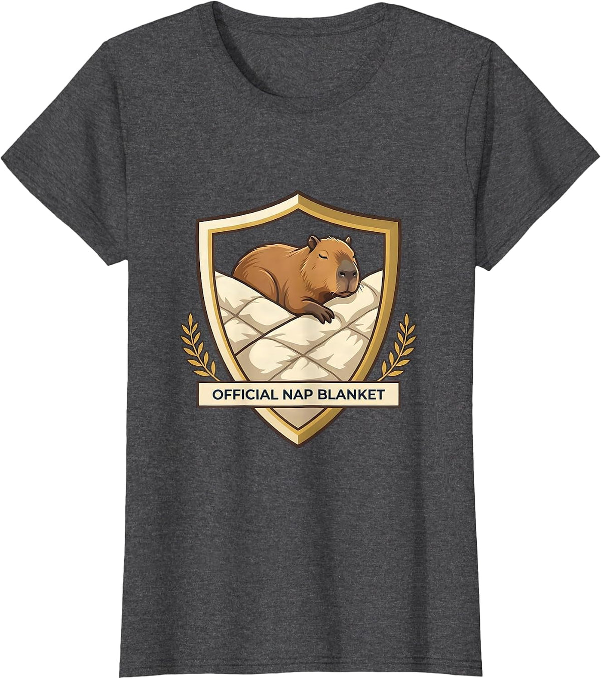 Women's Official Nap Blanket Cute Capybara Sleep Humor T-Shirt - Dark Heather Grey