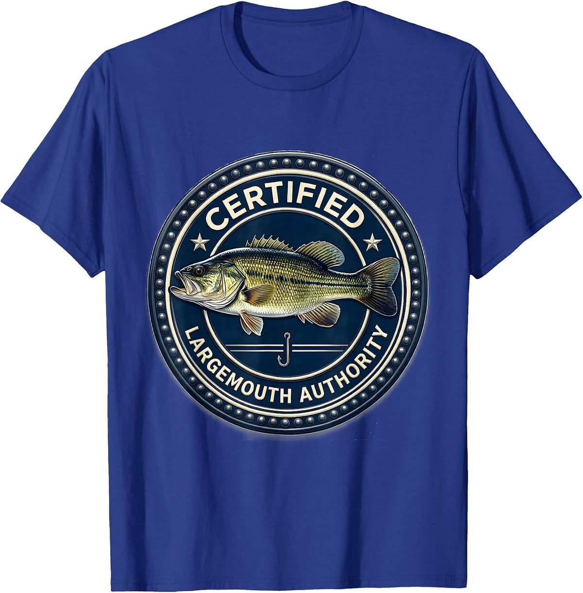 Certified Largemouth Authority Funny Bass Fishing Humor Dad T-Shirt - Royal Blue