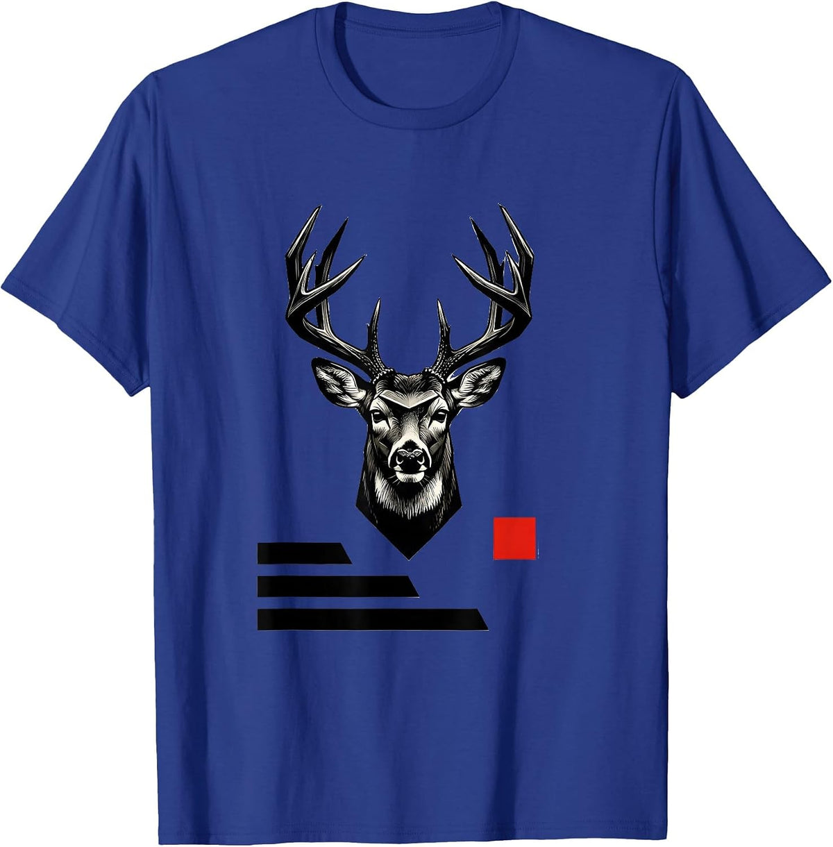 Men's Geometric Whitetail Crown Deer Hunting Dad Humor T-Shirt - Royal Blue