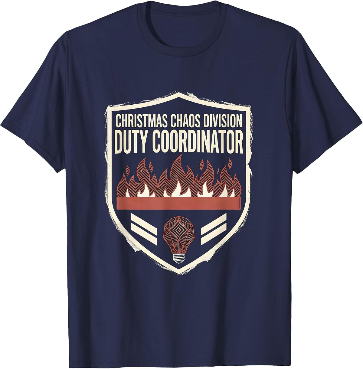 Christmas Chaos Division Duty Coordinator Funny Office T-Shirt - Navy Blue