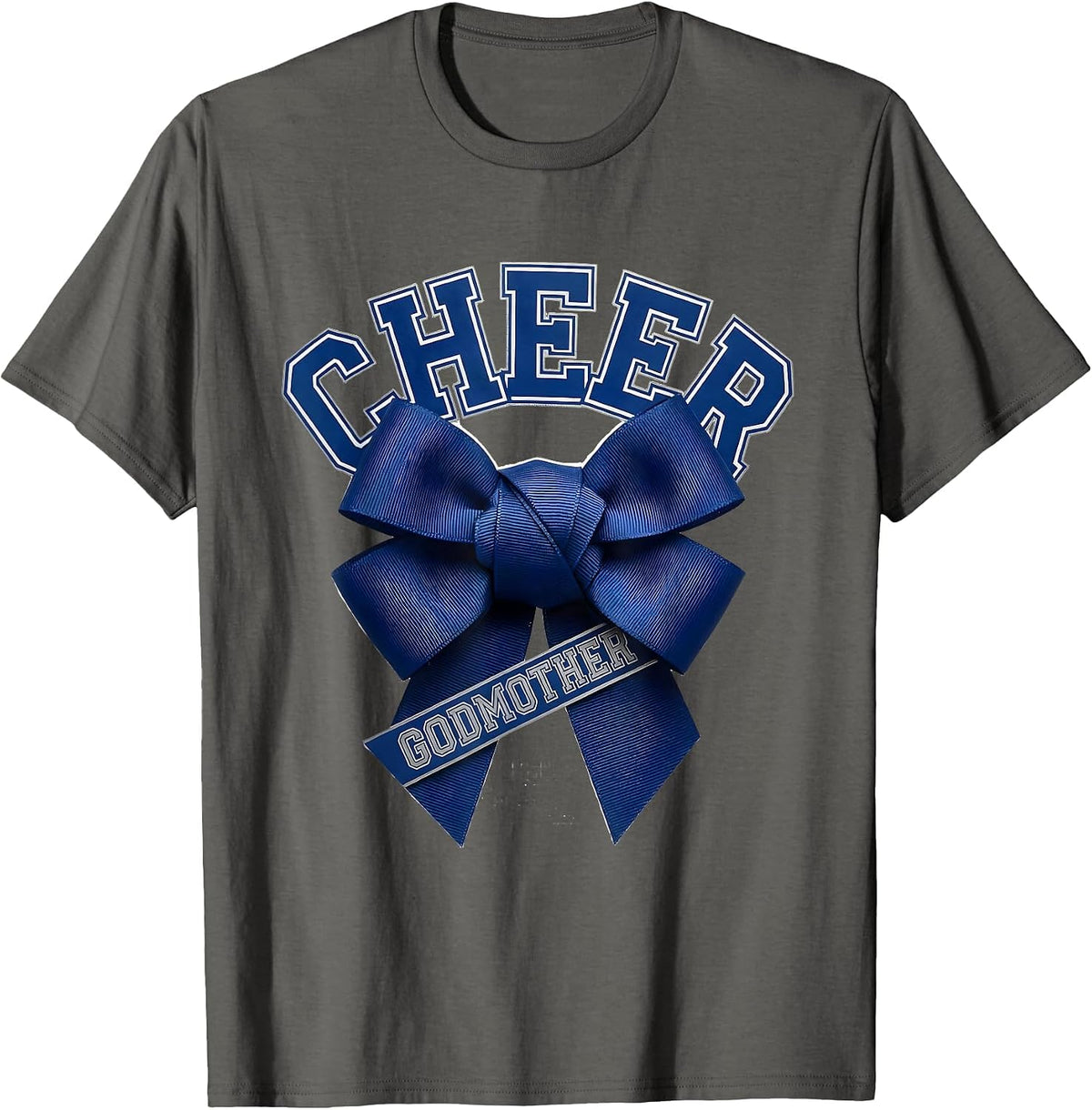 Men's Cheer Godmother Coquette Bow Sport Cheerleader Team Spirit T-Shirt - Asphalt Grey