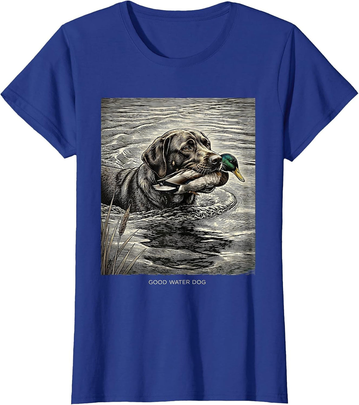 Women's Good Water Dog Vintage Labrador Duck Hunting Local Boy T-Shirt - Royal Blue