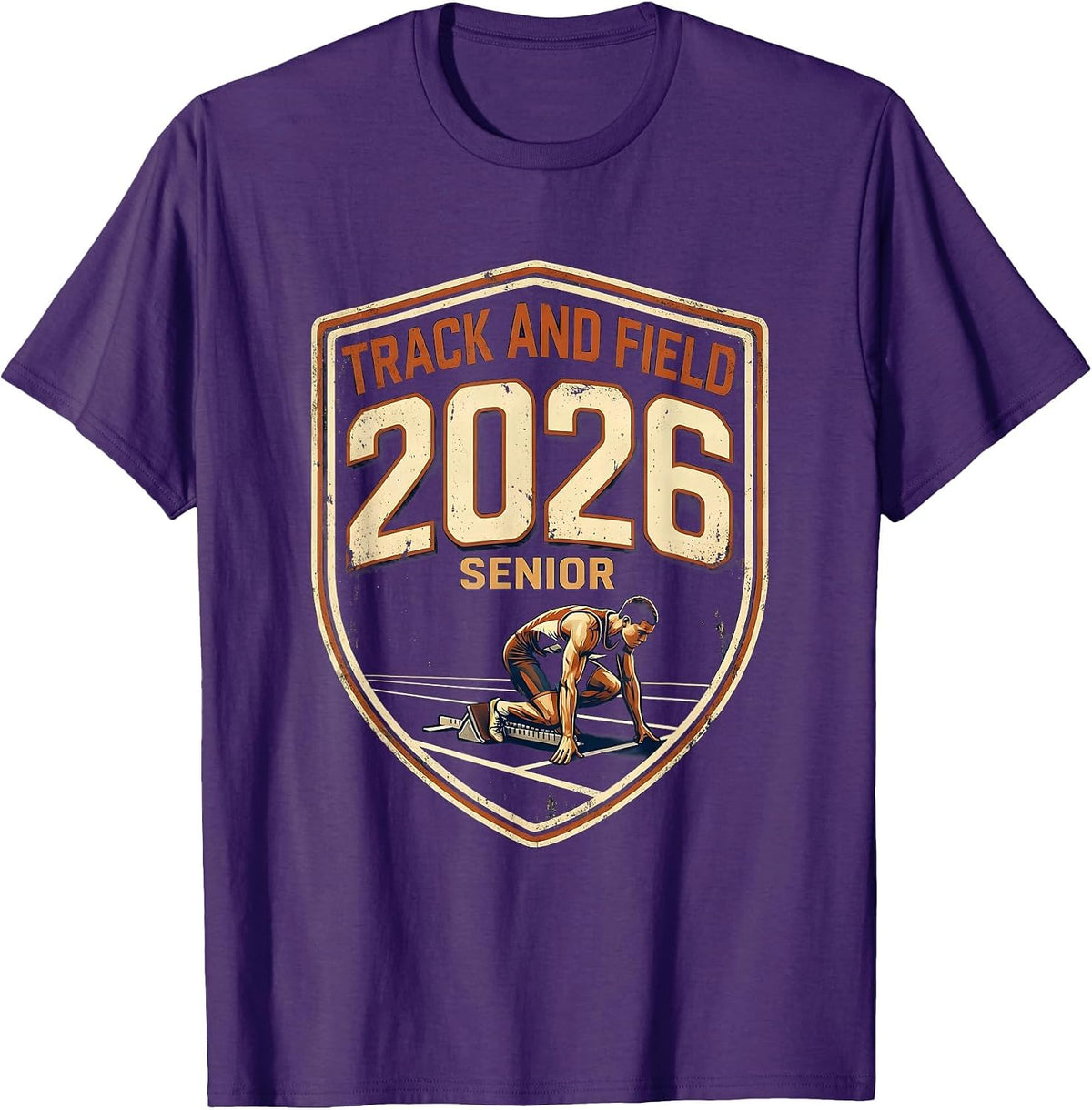 Track And Field Senior 2026 Vintage Graduation Pride T-Shirt - Purple
