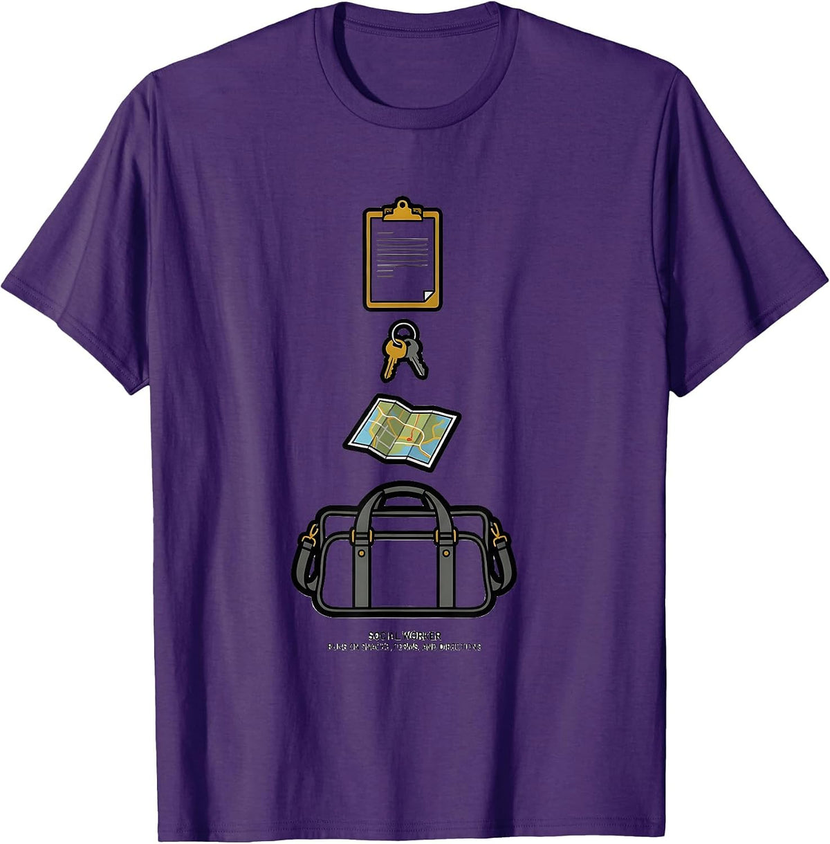Men's Social Worker. Runs On Snacks, Forms, And Directions Funny T-Shirt - Purple