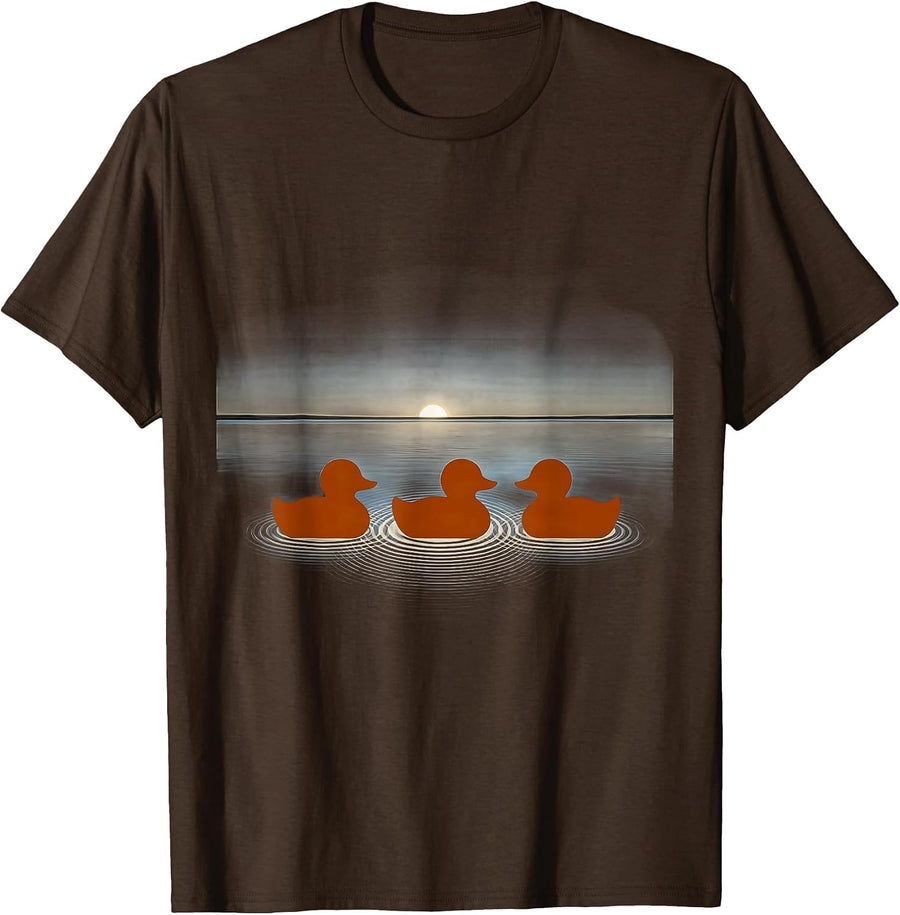 Duck Decoys Floating on Still Water Hunting Art T-Shirt - Brown