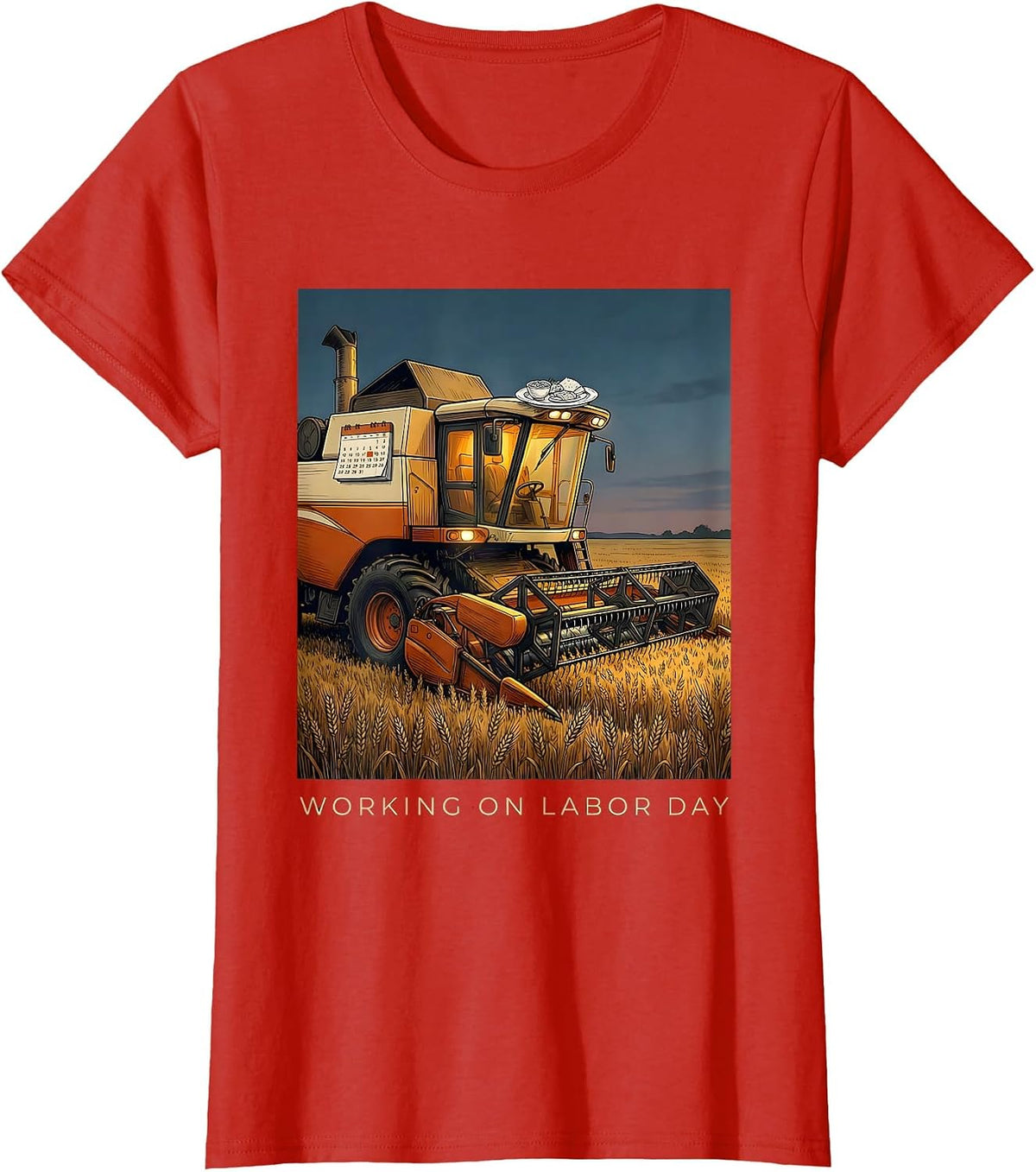 Working On Labor Day Funny Farmer Humor Blue Collar Pride T-Shirt - Red