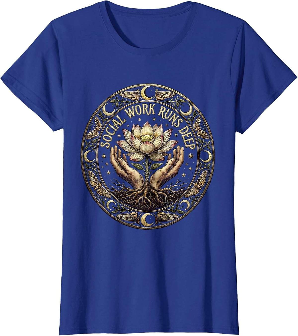 Women's Social Work Runs Deep Social Worker Design T-Shirt - Royal Blue