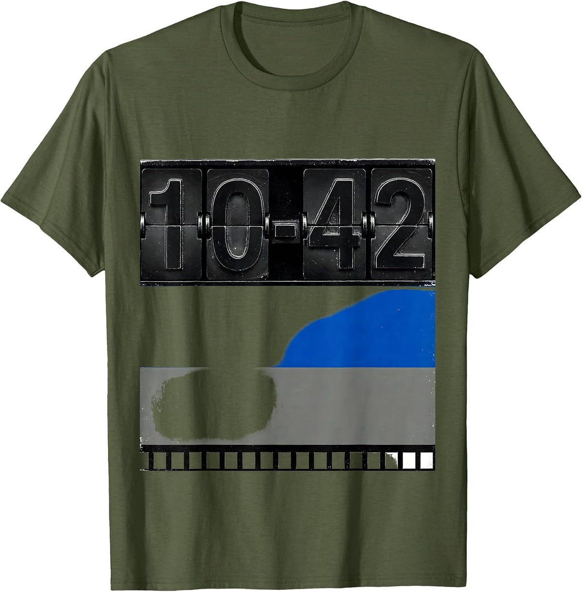 Men's 10-42 Thin Blue Line Police Support Law Enforcement Officer T-Shirt - Olive Green