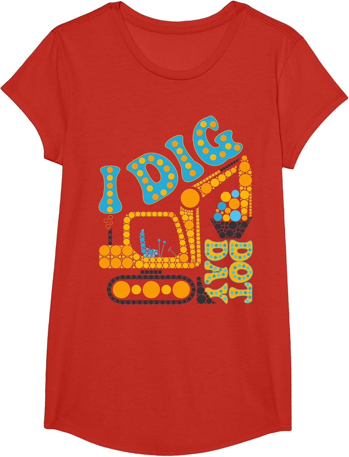 Happy Dot I Dig Dot Day Groovy Kids Tractor Birthday Party T-Shirt - Girls Red