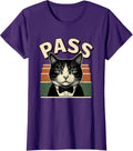 Women's pass Vintage Tuxedo Cat Meme Humor Graphic T-Shirt - Purple