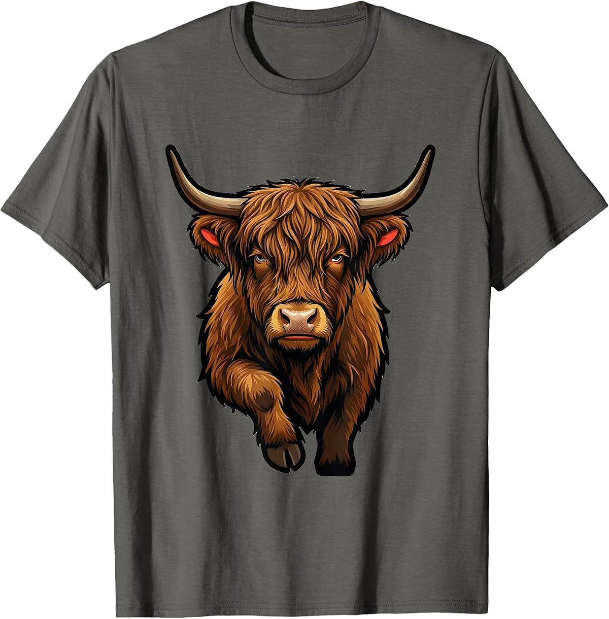 Compact Highland Cow Bust Sassy Cute Farm Animal Humor T-Shirt - Asphalt Grey