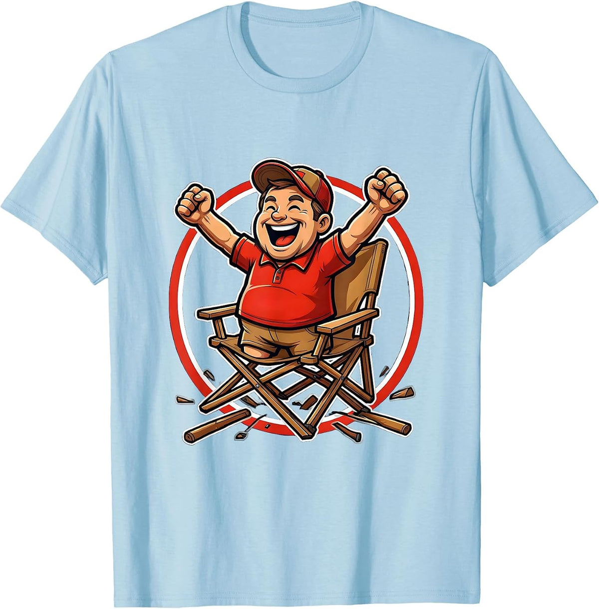 Men's Soccer Dad Sideline Superfan Cheering Illustration T-Shirt - Baby Blue
