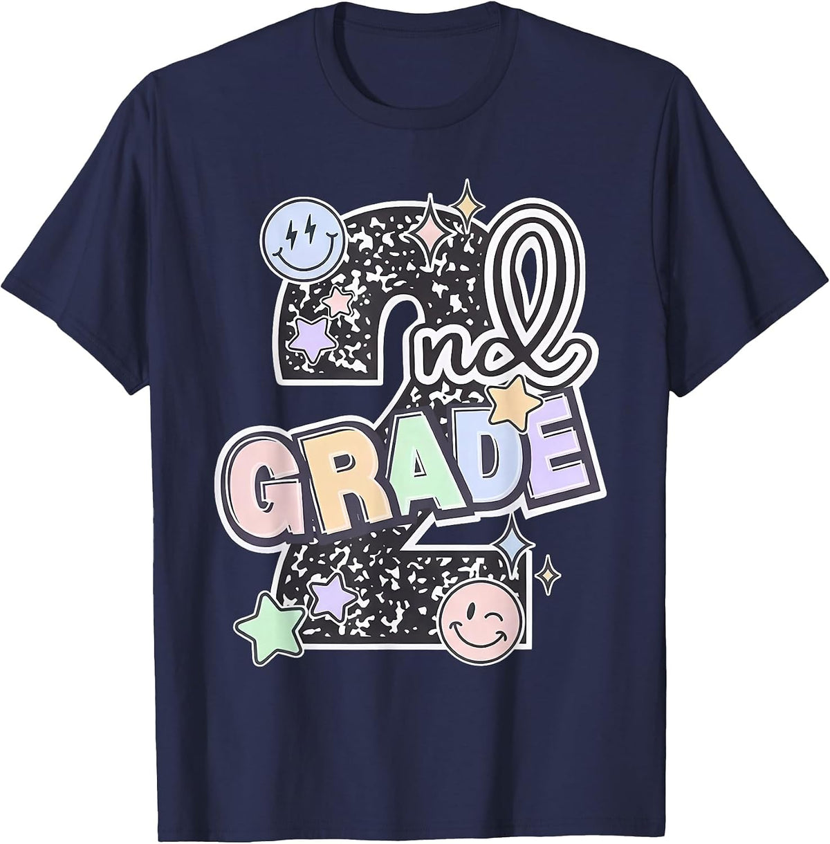 Second Grade 2nd Grade Composition Notebook Teachers T-Shirt - Navy Blue