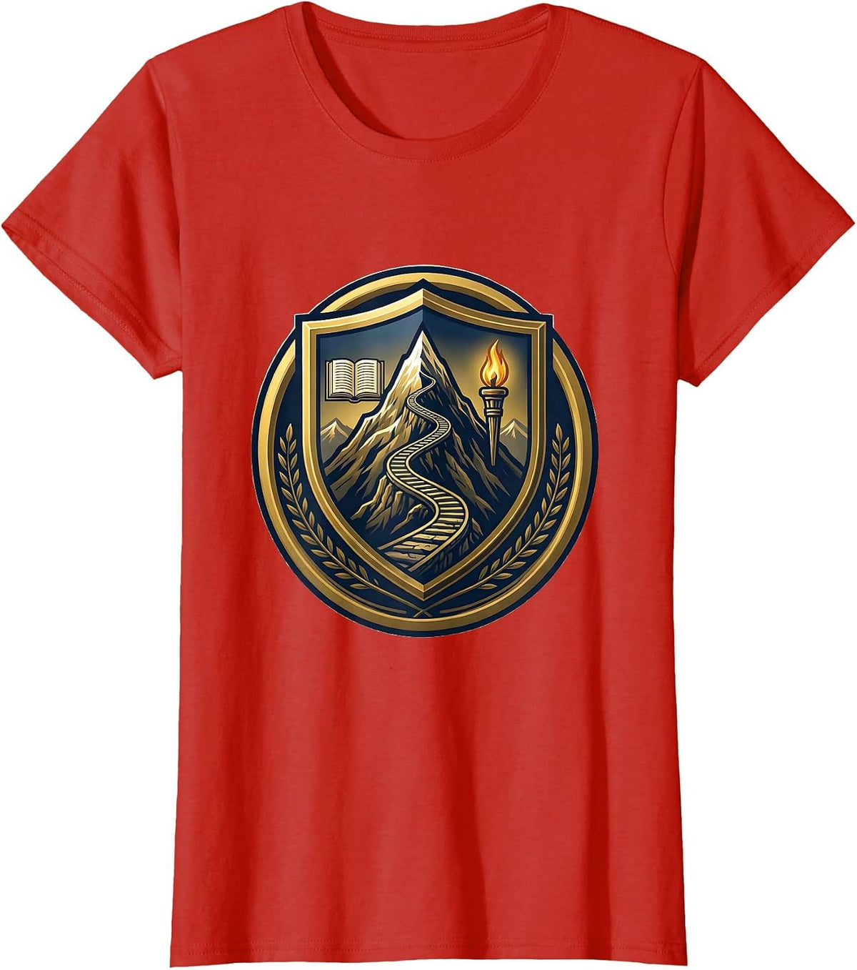 Women's Special Education Teacher Mountain Path Graphic T-Shirt - Red
