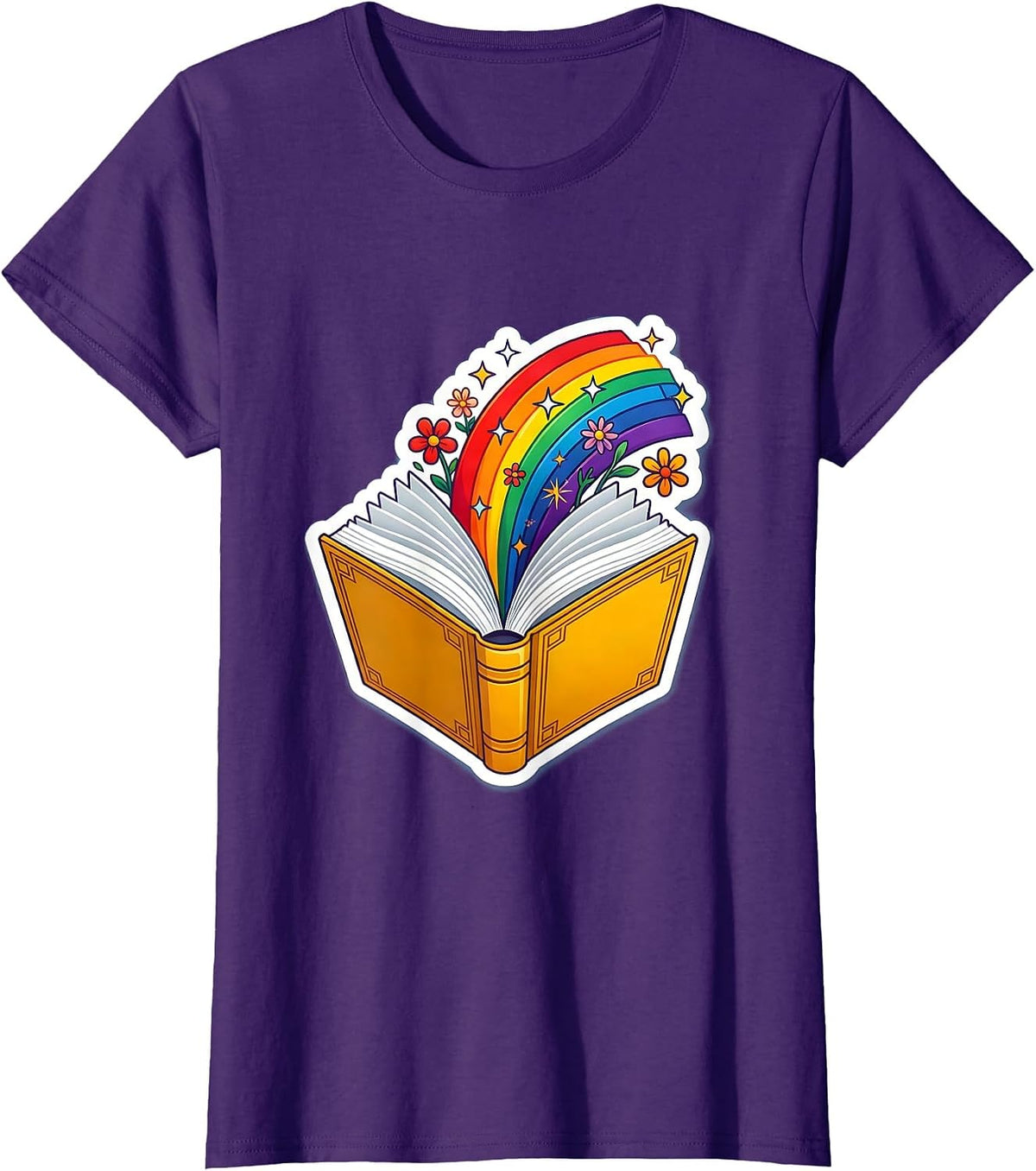 Women's Special Education Teacher Rainbow Book Graphic T-Shirt - Purple