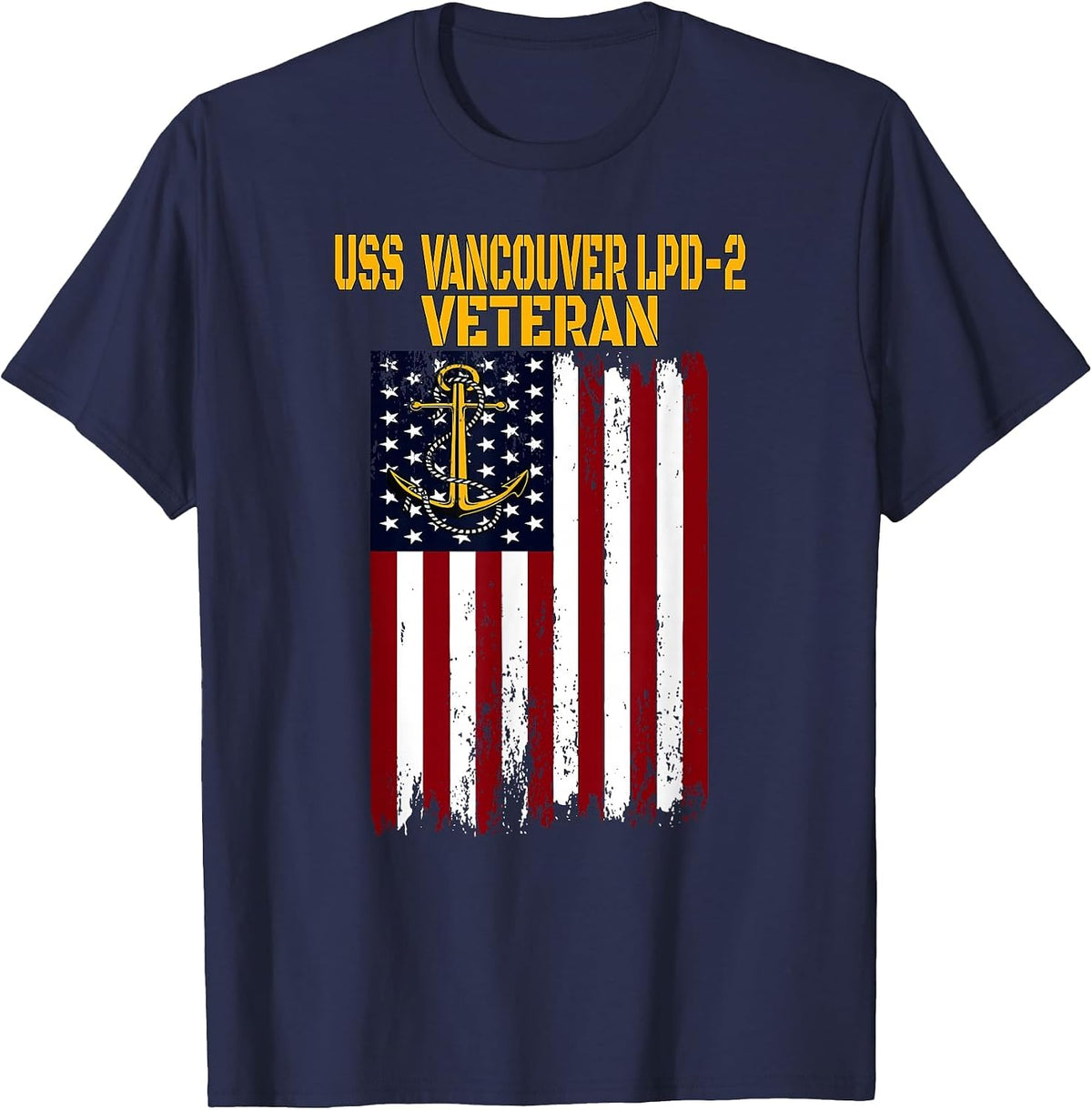 USS Vancouver LPD-2 Amphibious Transport Docks Veterans Day T-Shirt - Navy Blue