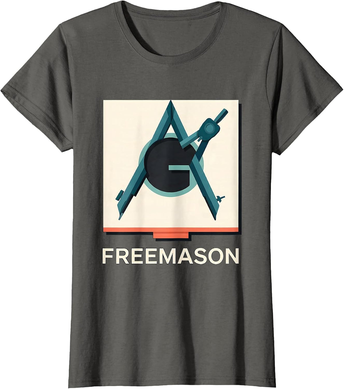 Women's Freemason Square And Compass Masonic Fraternal Pride T-Shirt - Asphalt Grey