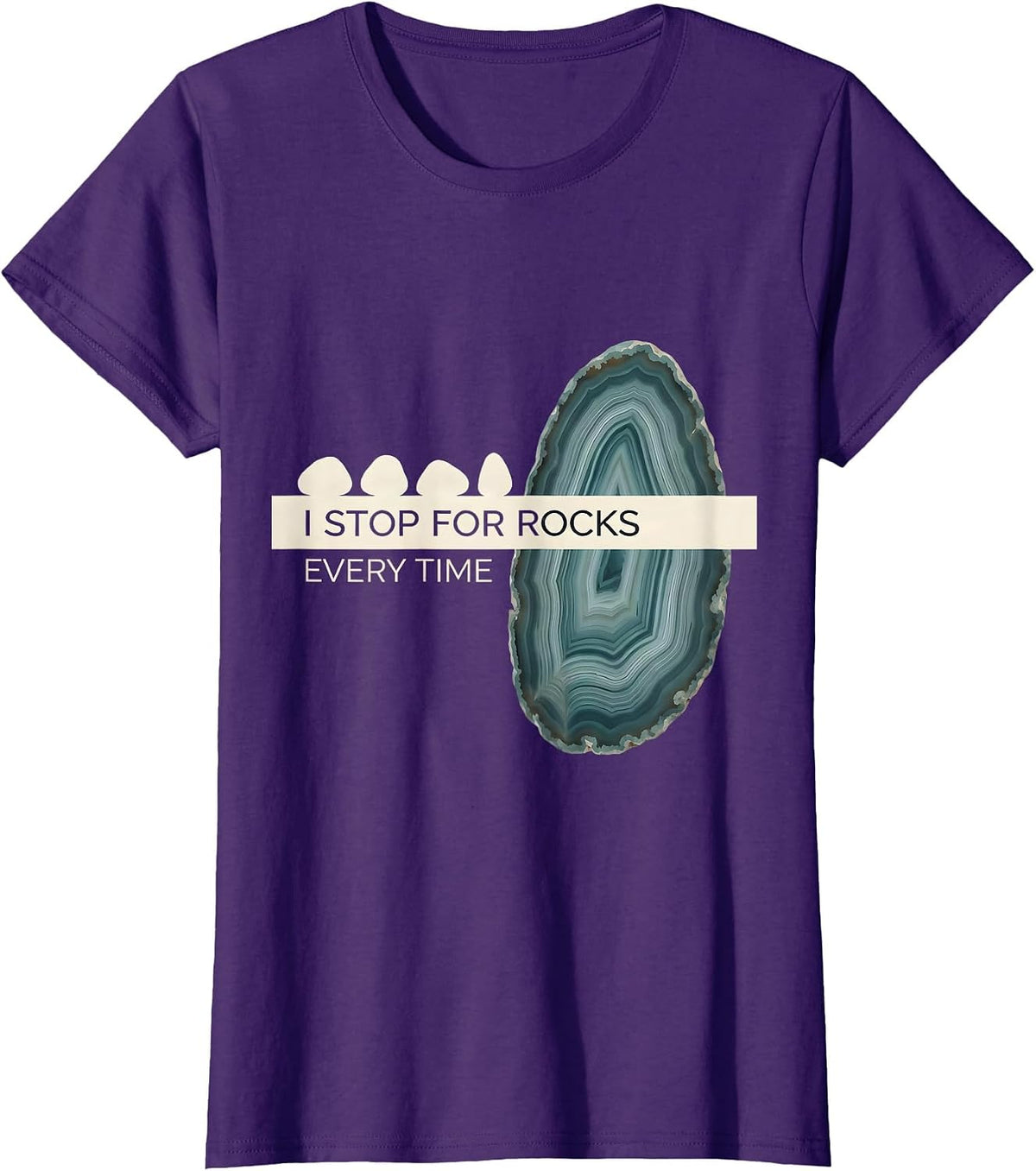 I Stop For Rocks Every Time Funny Geology Rock Collector T-Shirt - Purple