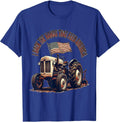 I Back The Hands That Feed America Vintage Farm Tractor T-Shirt - Royal Blue