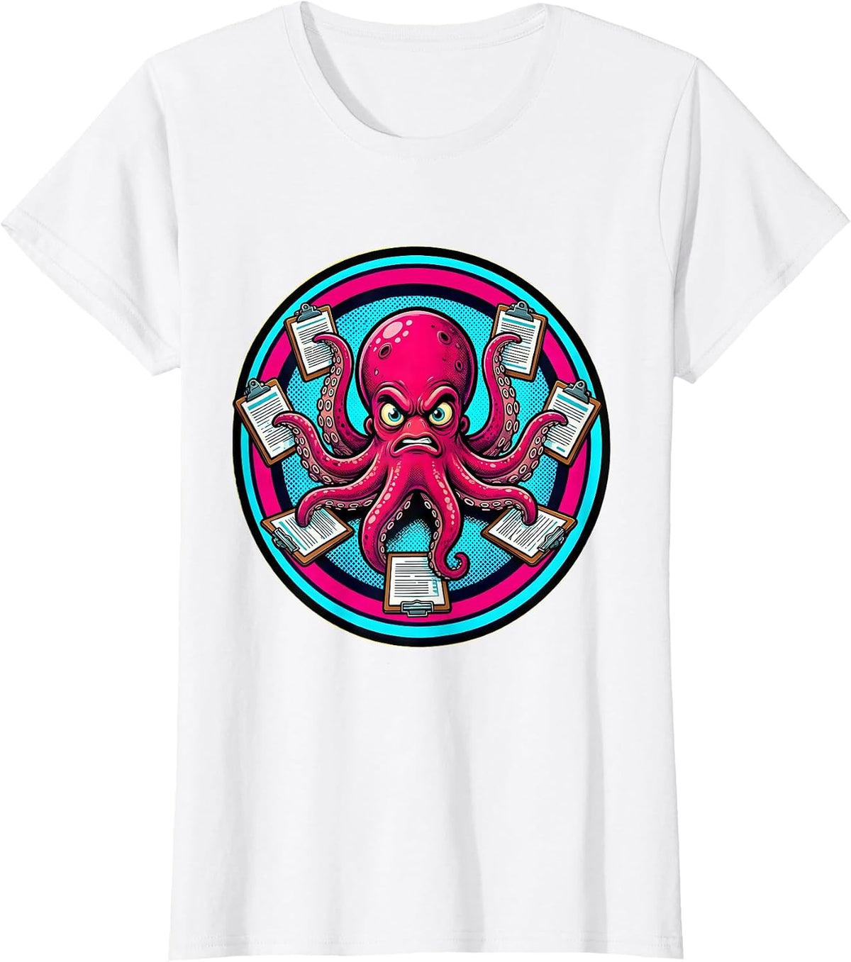 Chaos Coordinator Octopus Multitasking Graphic T-Shirt - White