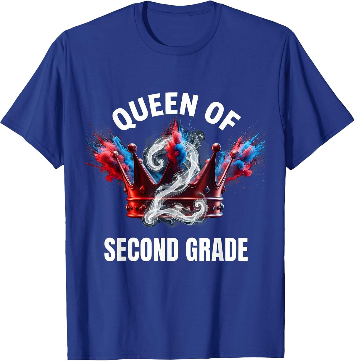Queen of Second Grade Girls 2nd Grade Design T-Shirt - Royal Blue