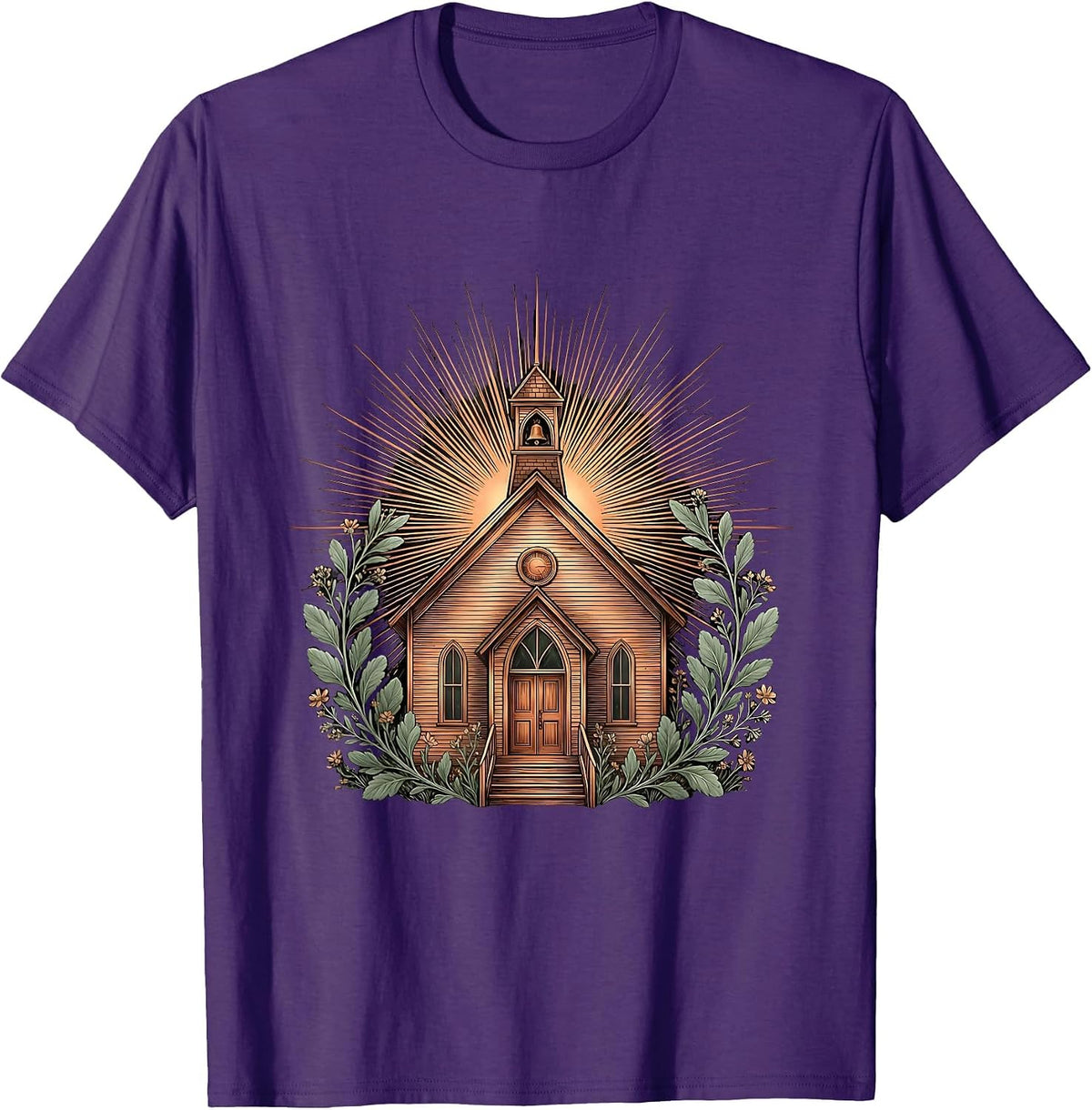 Teacher Schoolhouse Sun Rays Illustration T-Shirt - Purple