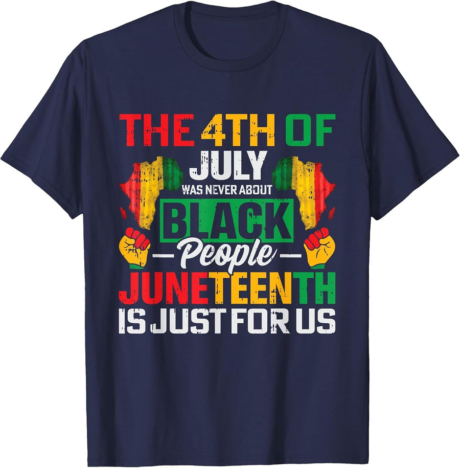 Juneteenth is Just for Us Black History BLM African American T-Shirt - Navy Blue