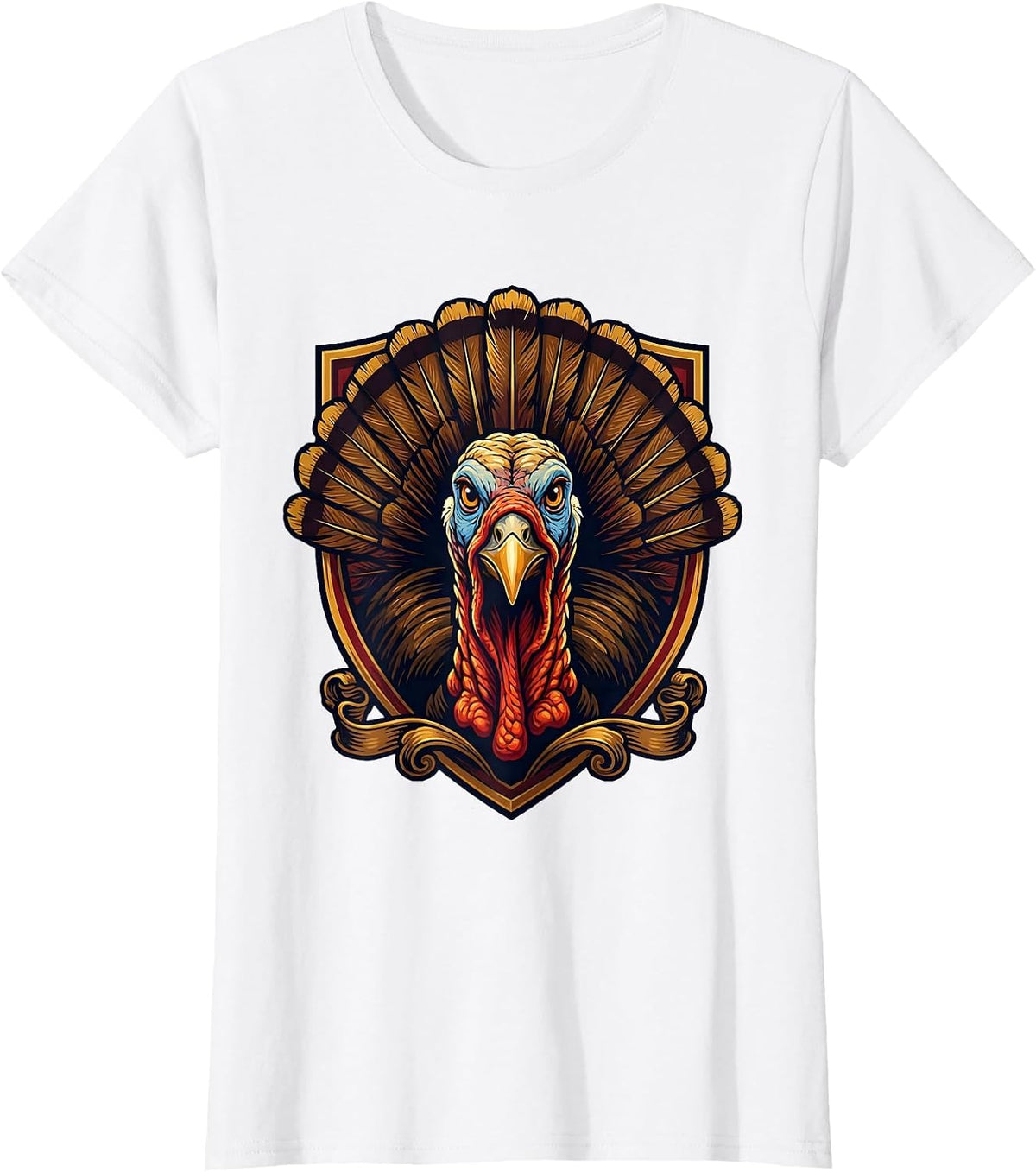 Bold Turkey Face Close-Up Graphic Design T-Shirt - White