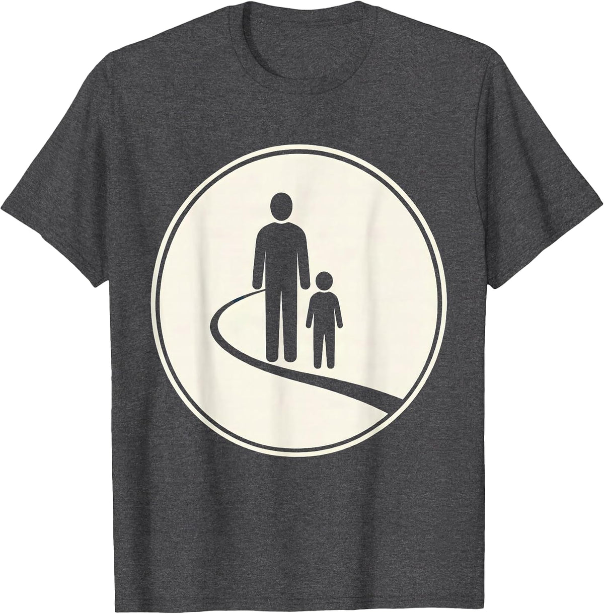 Social Worker Adult Child Walking Path Illustration T-Shirt - Dark Heather Grey