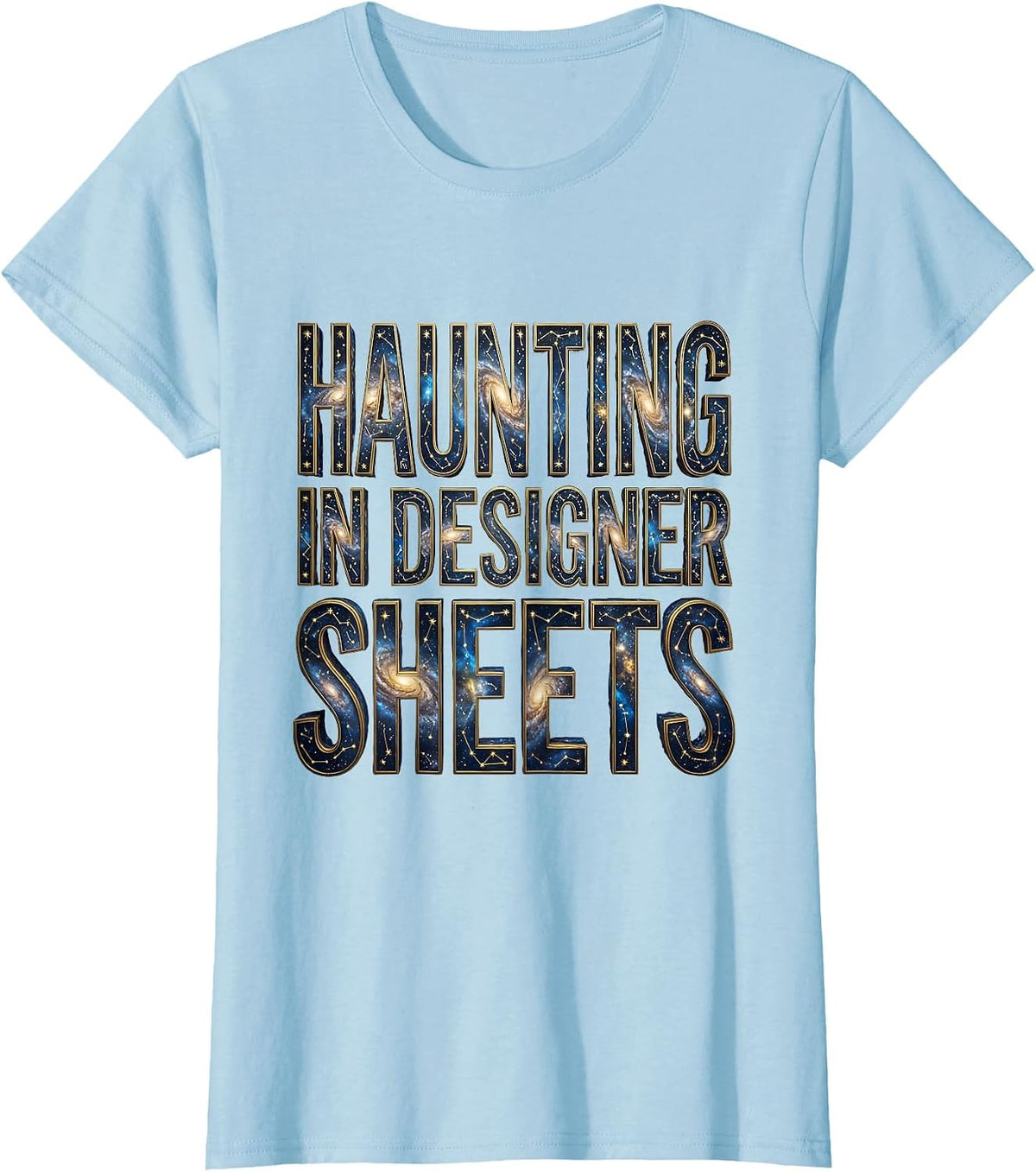 Boojee Ghost Haunting In Designer Sheets T-Shirt - Baby Blue