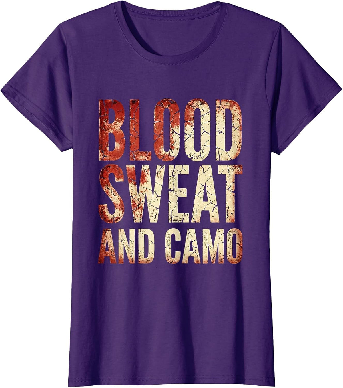 Women's Blood Sweat and Camo Hunting Design T-Shirt - Purple