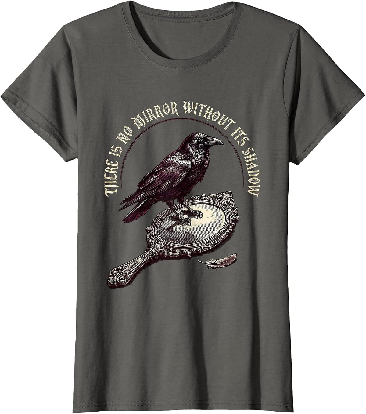 Women's There Is No Mirror Without Its Shadow Gothic Edgar Allan Poe T-Shirt - Asphalt Grey