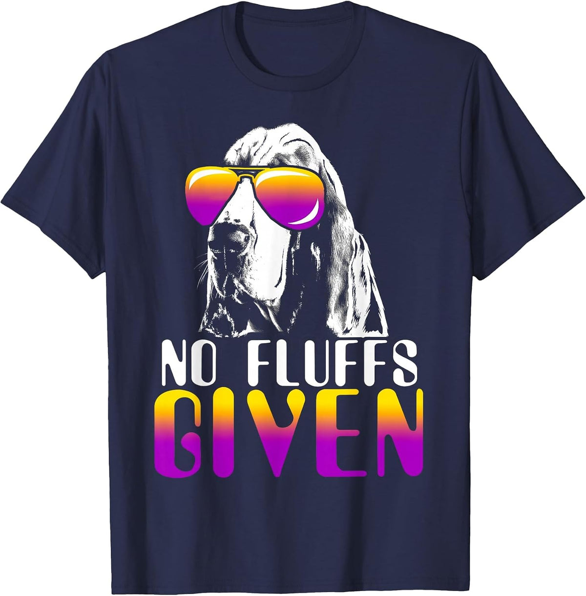 No Fluffs Given Basset Hound Sunglasses Cute Dog T-Shirt - Navy Blue