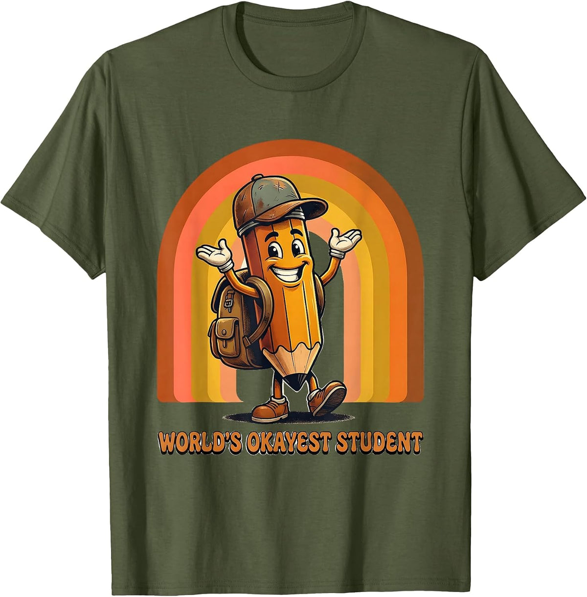 World's Okayest Student 2nd Grade Design T-Shirt - Olive Green