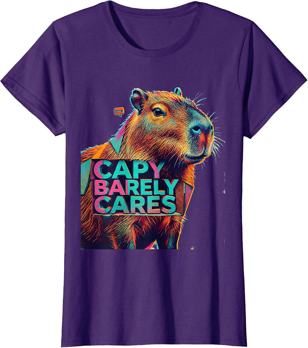 Women's Capy Barely Cares Funny Animal Meme Capybara Humor T-Shirt - Purple