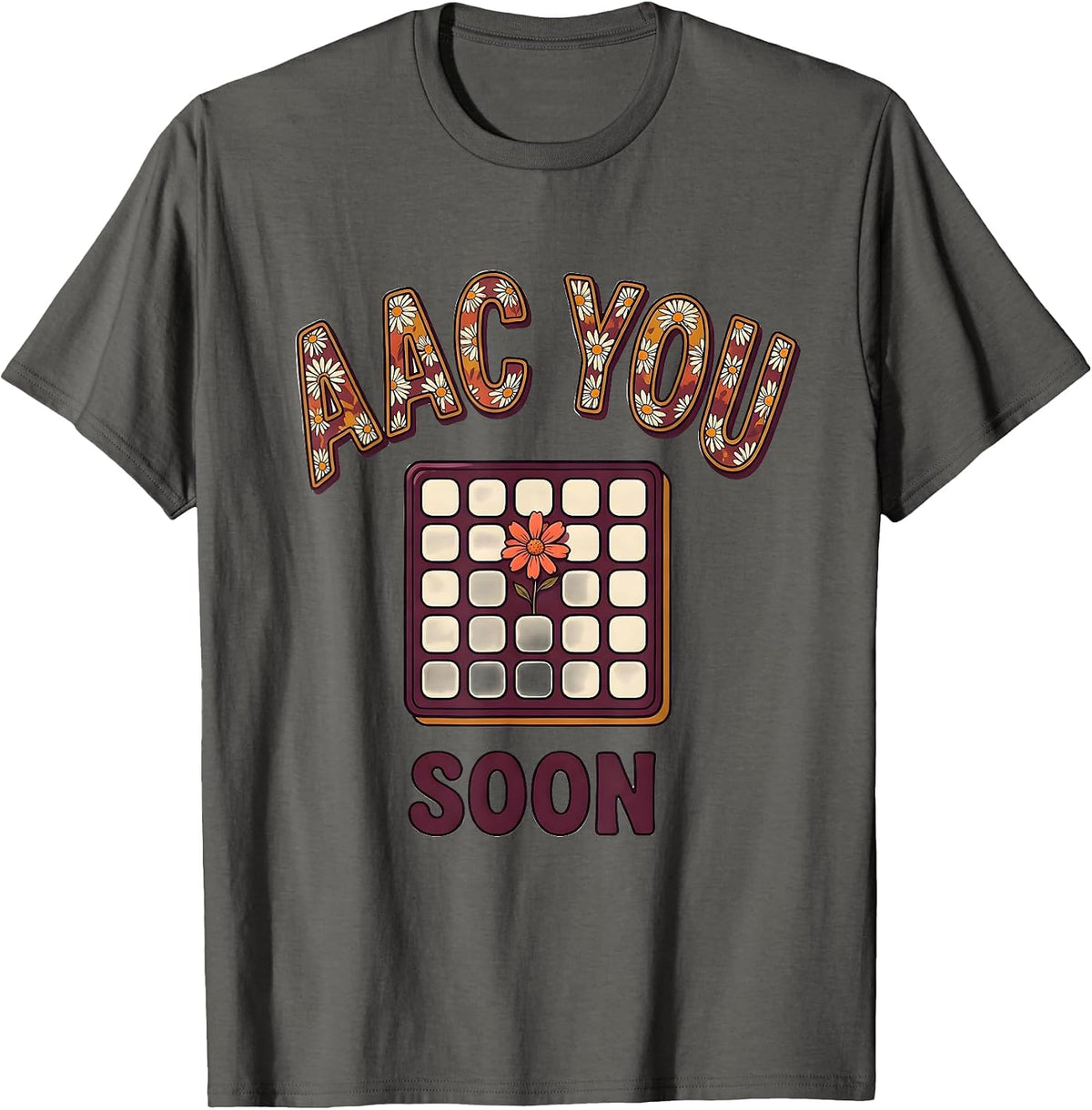 Men's AAC You Soon Retro Floral Speech Language Pathologist SLP T-Shirt - Asphalt Grey