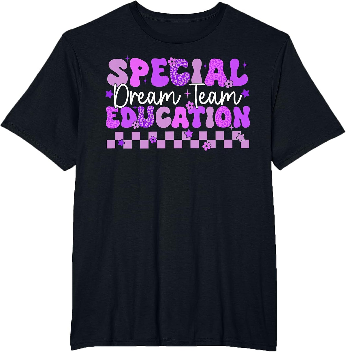 Retro Special Education Squad Groovy Dream Team SPED Teacher T-Shirt - Black