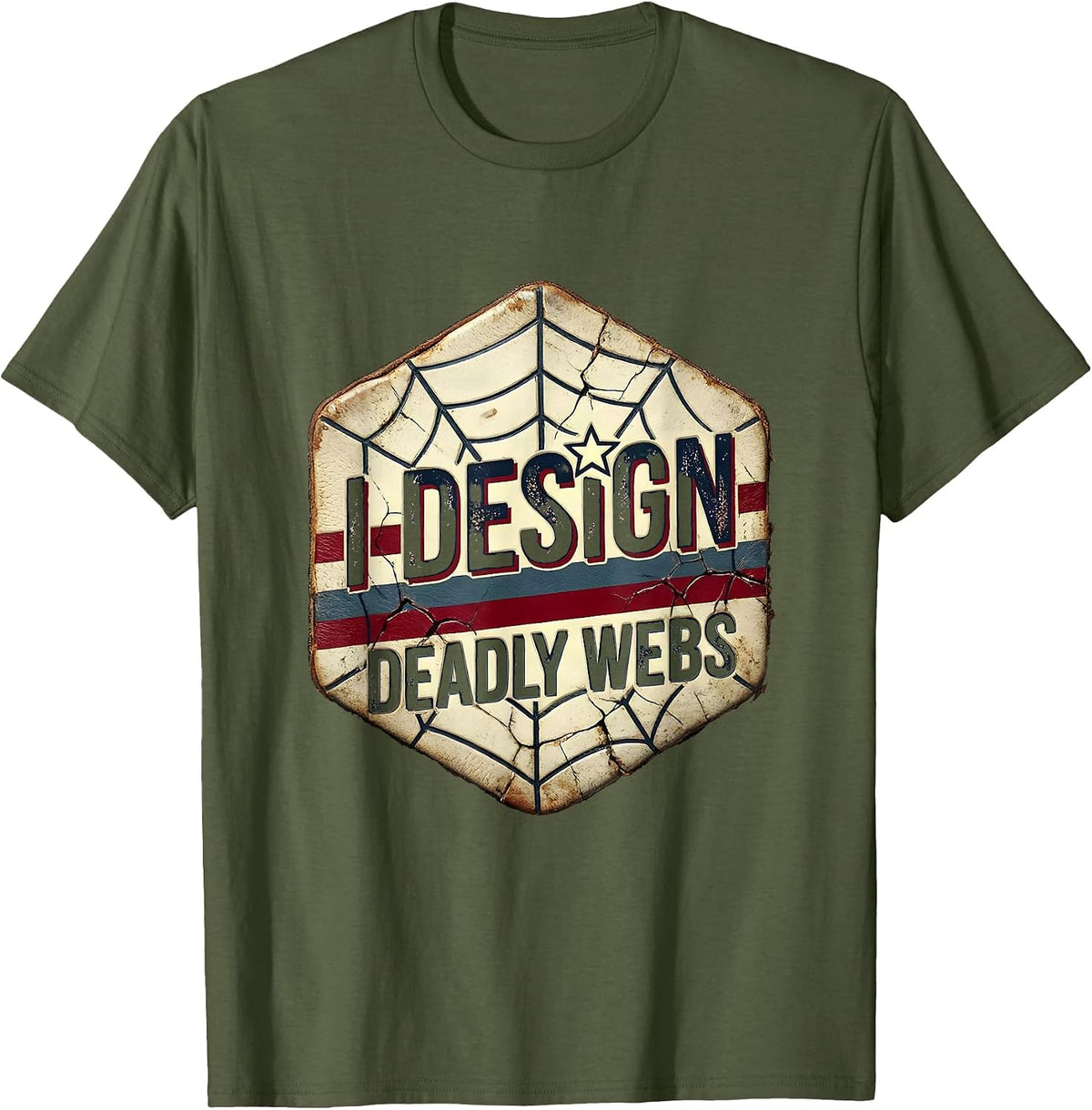Halloween Spider Web Designer Portfolio Design T-Shirt - Olive Green