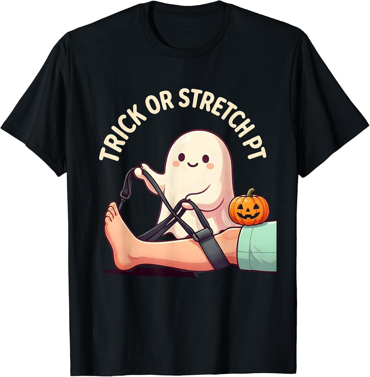Men's Trick Or Stretch PT Cute Kawaii Halloween Physical Therapy T-Shirt - Black